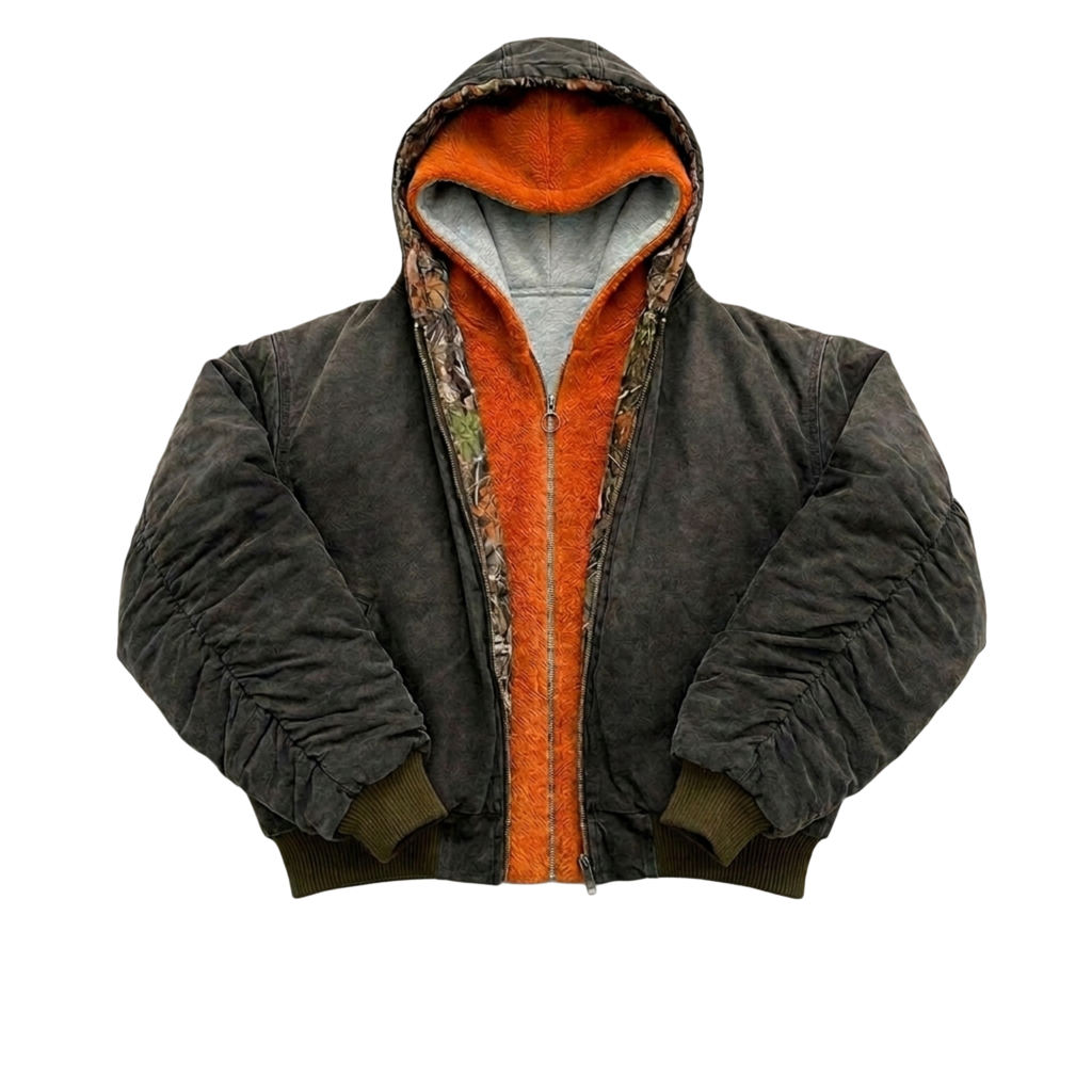 Reversible Bomber — Washed Grey / Hunter Camo