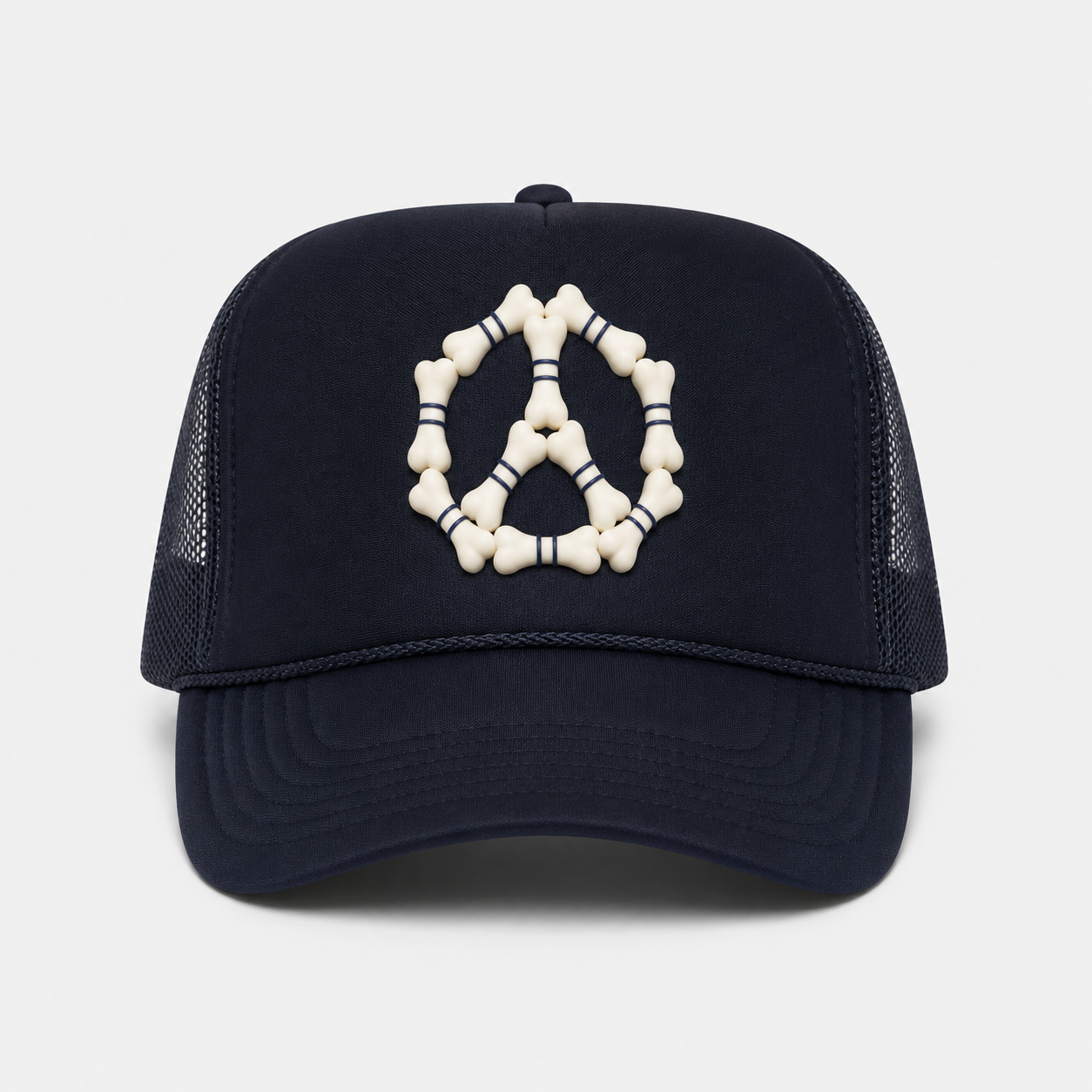 3D “Peace” Bones Trucker Hat — Burgundy
