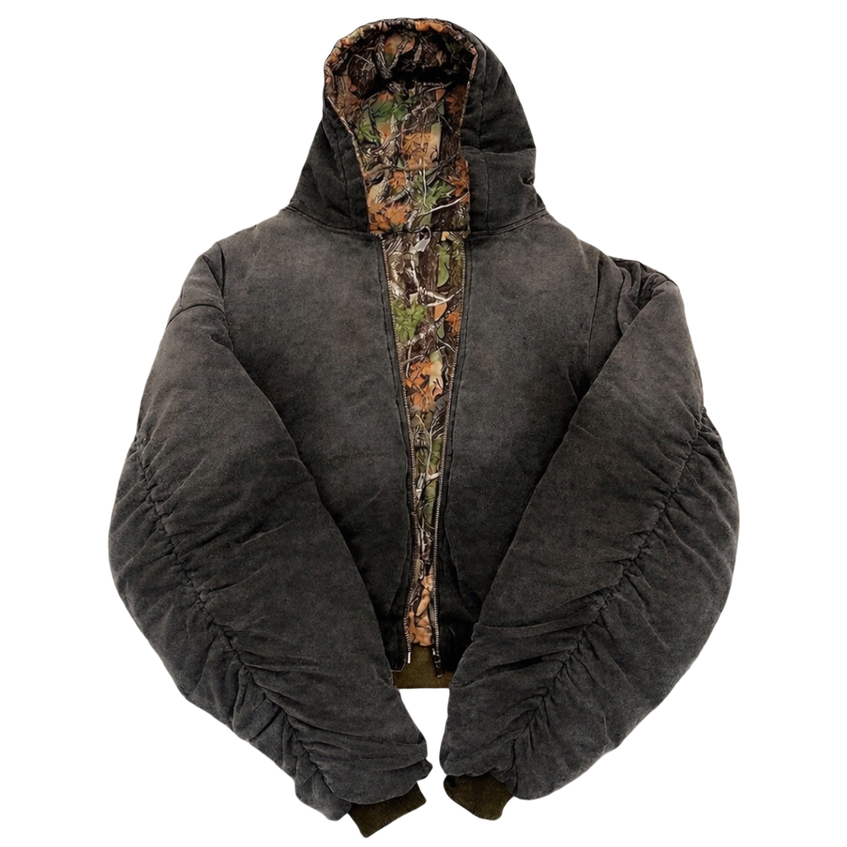 Reversible Bomber — Washed Grey / Hunter Camo