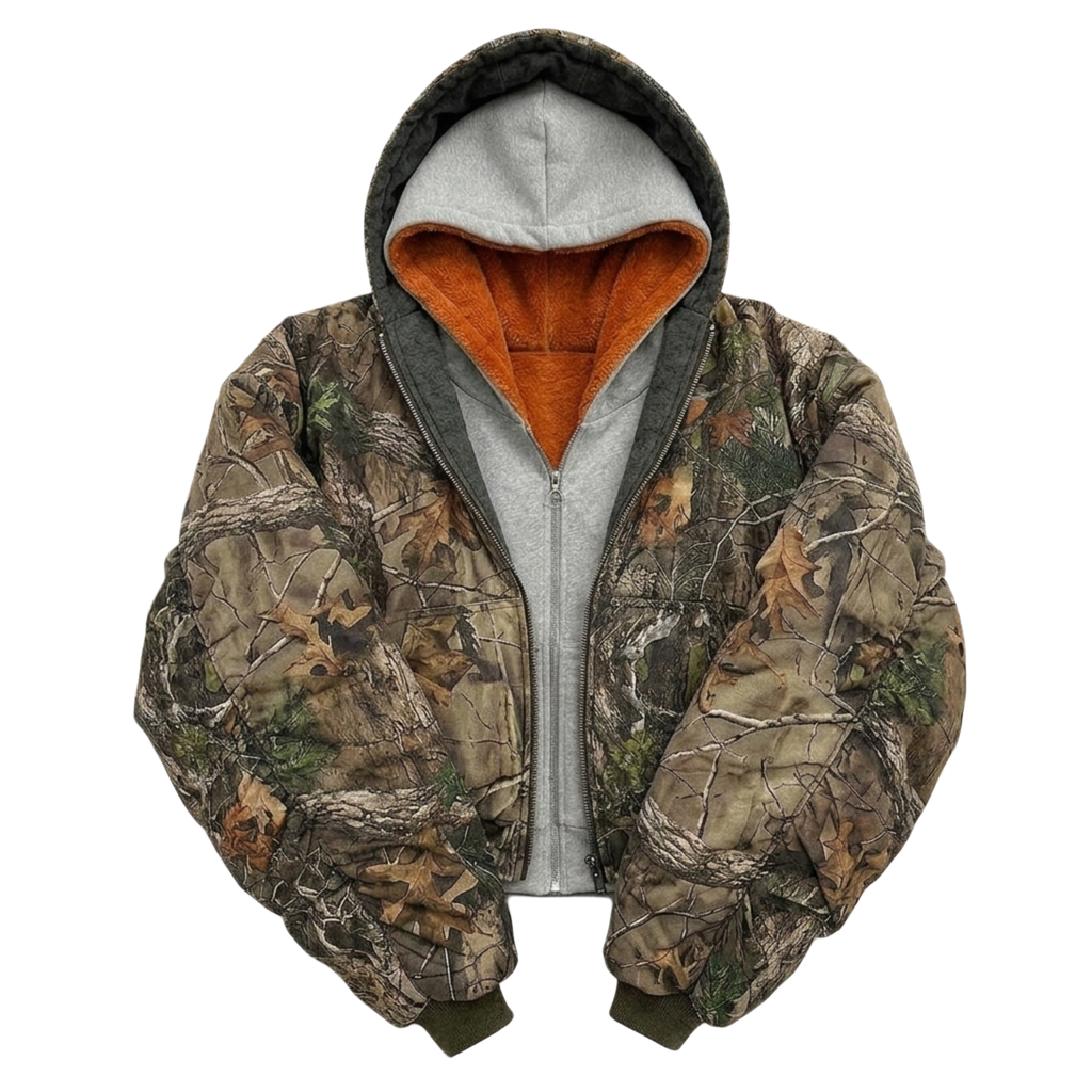 Reversible Bomber — Washed Grey / Hunter Camo