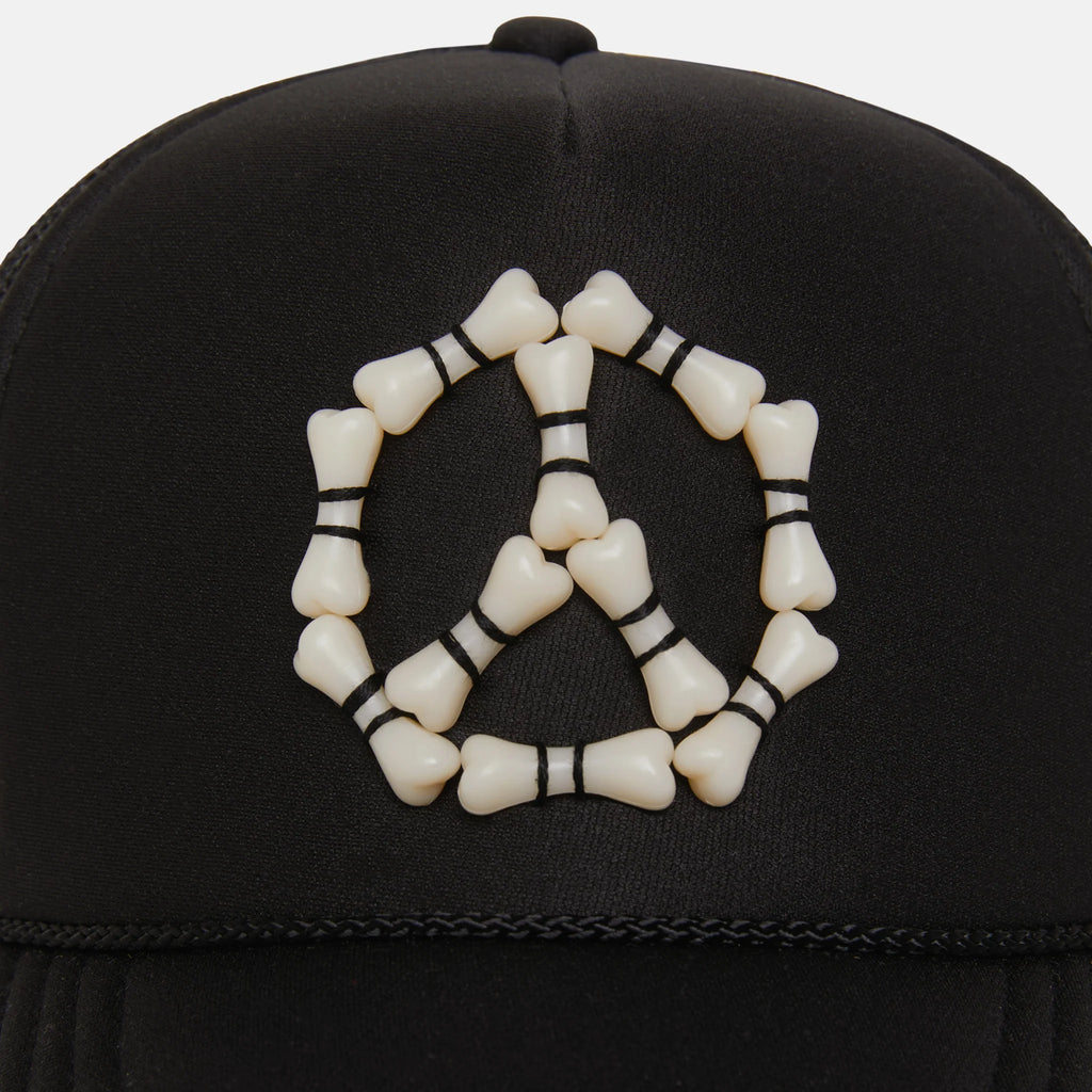 3D “Peace” Bones Trucker Hat — Burgundy