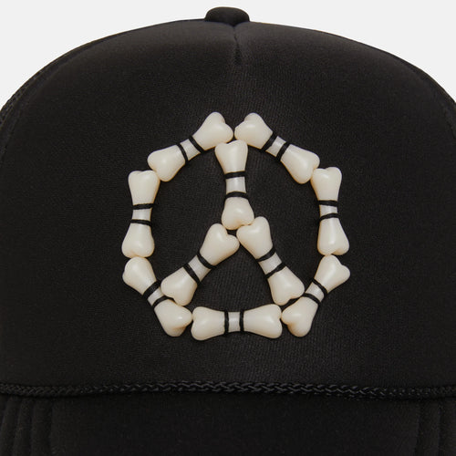 3D “Peace” Bones Trucker Hat — Black