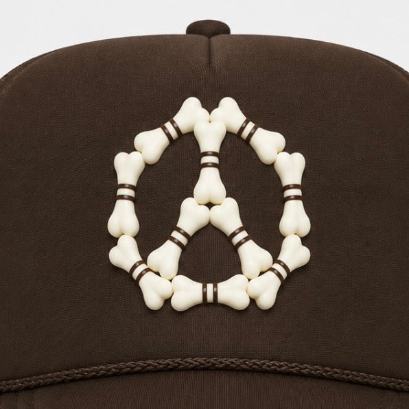3D “Peace” Bones Trucker Hat — Burgundy