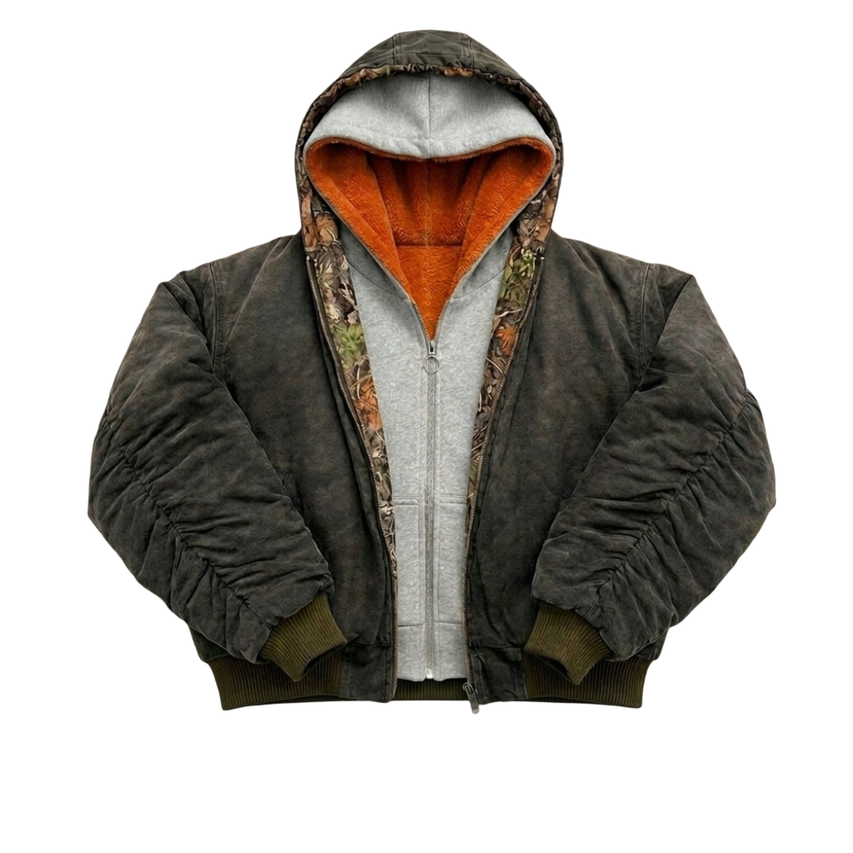 Reversible Bomber — Washed Grey / Hunter Camo