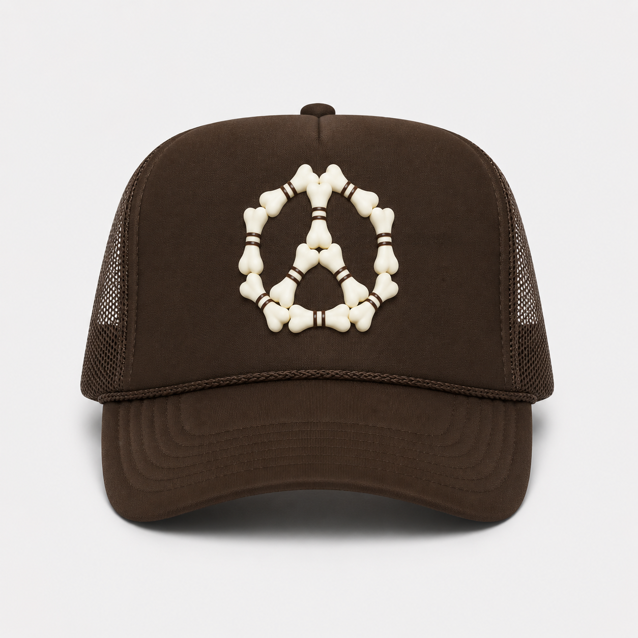 3D “Peace” Bones Trucker Hat — Burgundy