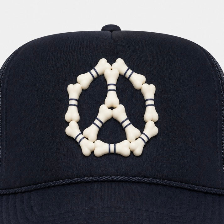 3D “Peace” Bones Trucker Hat — Burgundy