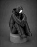 sad-man figurine + illuminated face