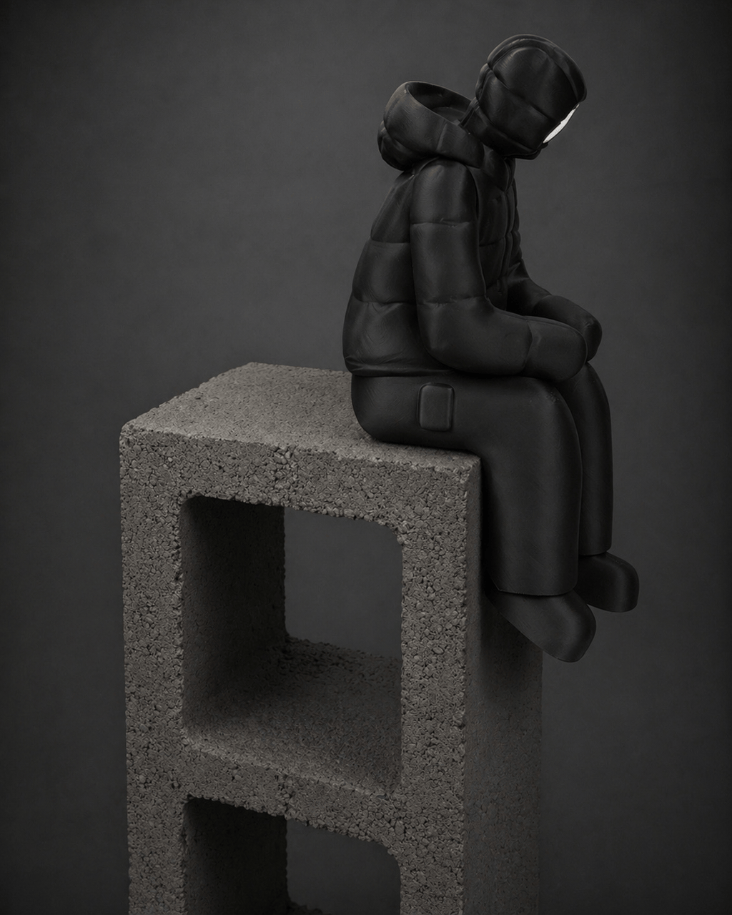 sitting-ledge figurine + illuminated face