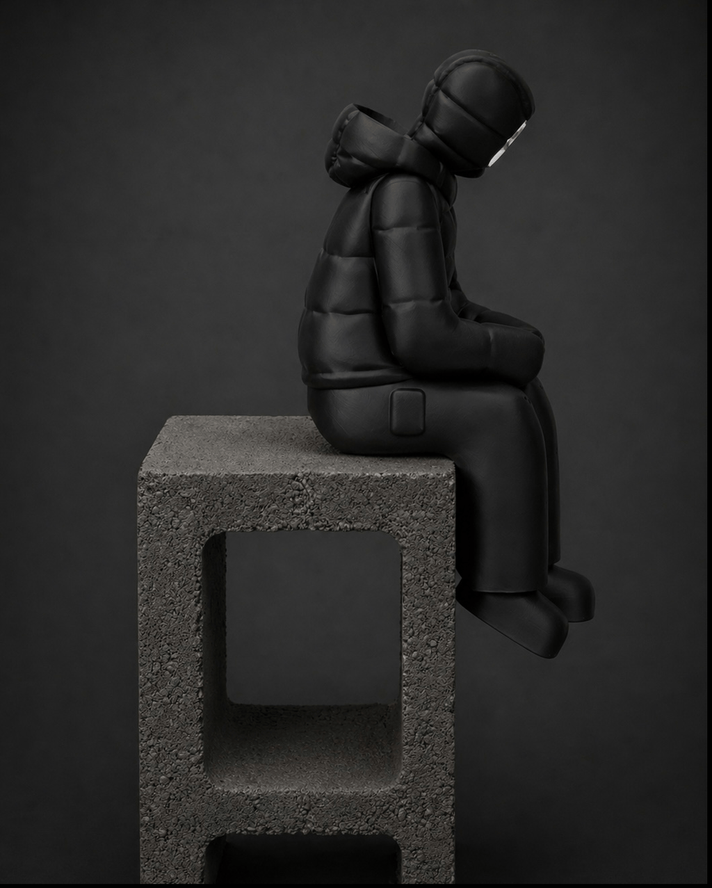sitting-ledge figurine + illuminated face