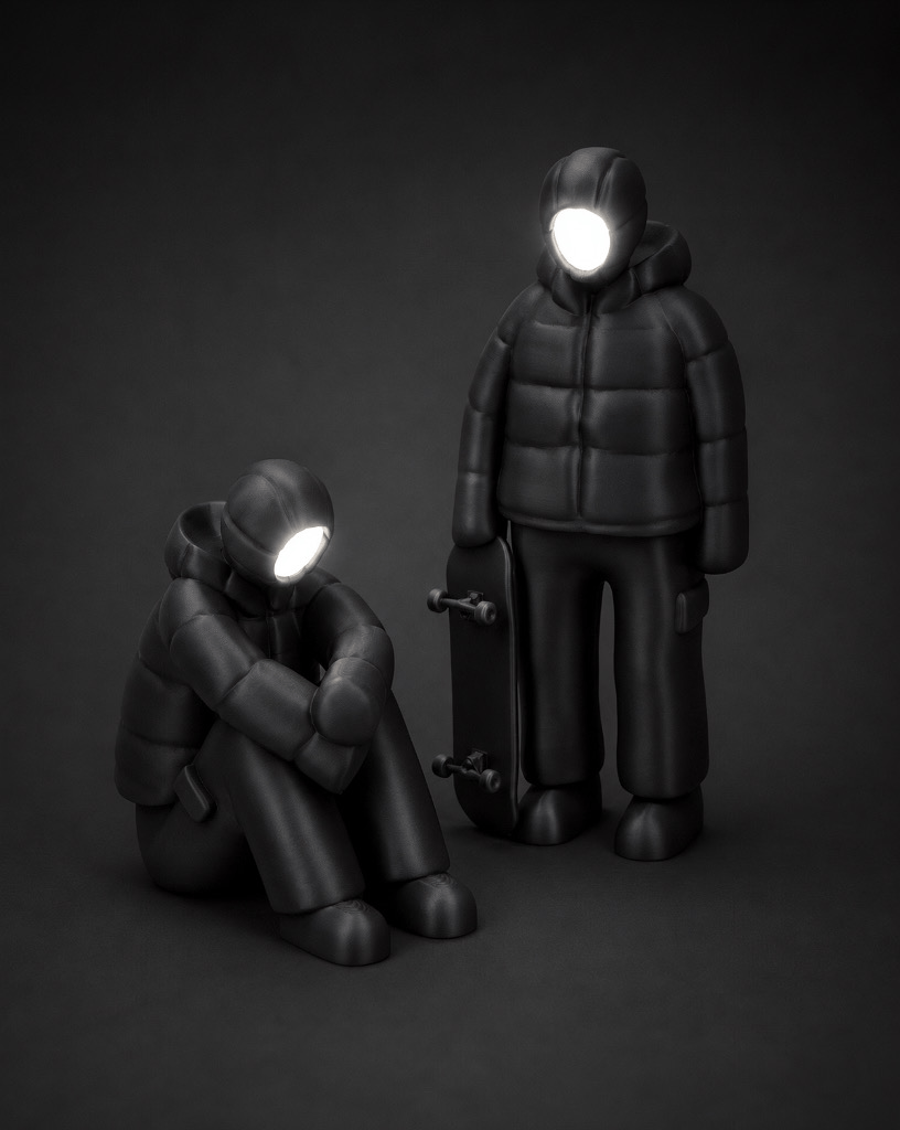 sad-man figurine + illuminated face