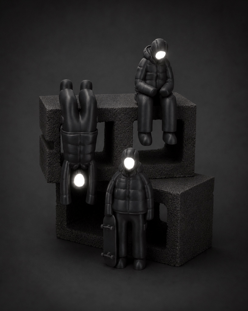 dangling-ledge figurine + illuminated face