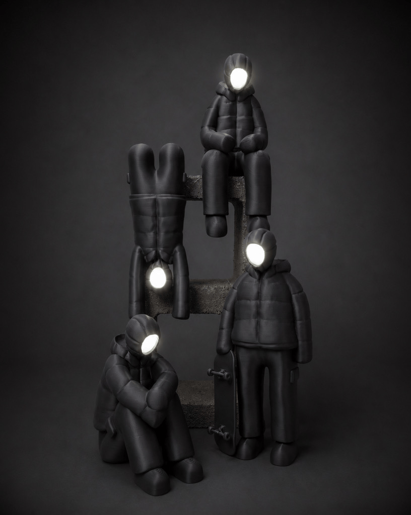 dangling-ledge figurine + illuminated face